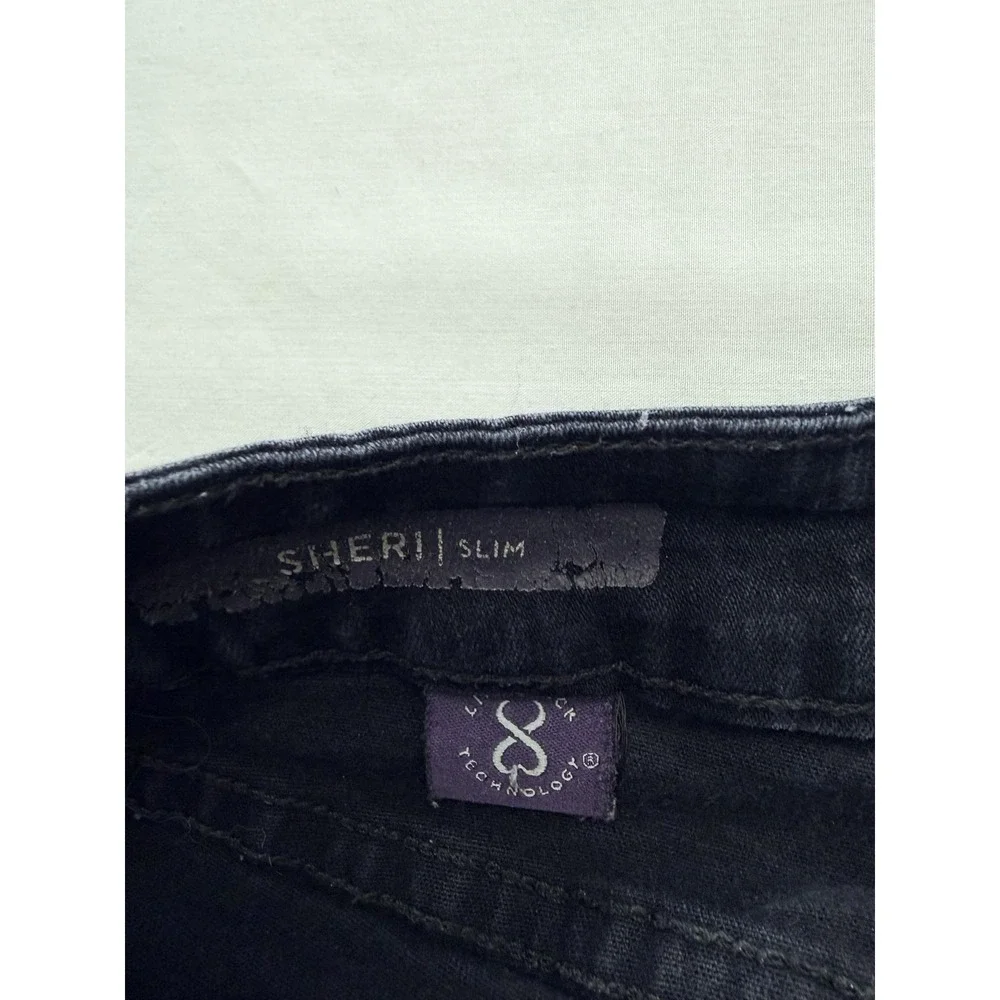 NYDJ Sheri Slim Straight Jeans Womens 10 Blue Dark Wash Mid Rise 32x28.5 Denim